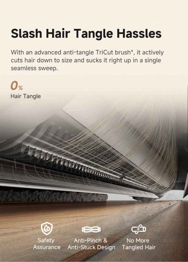 Slash hair tangles with anti-tangle TriCut brush design