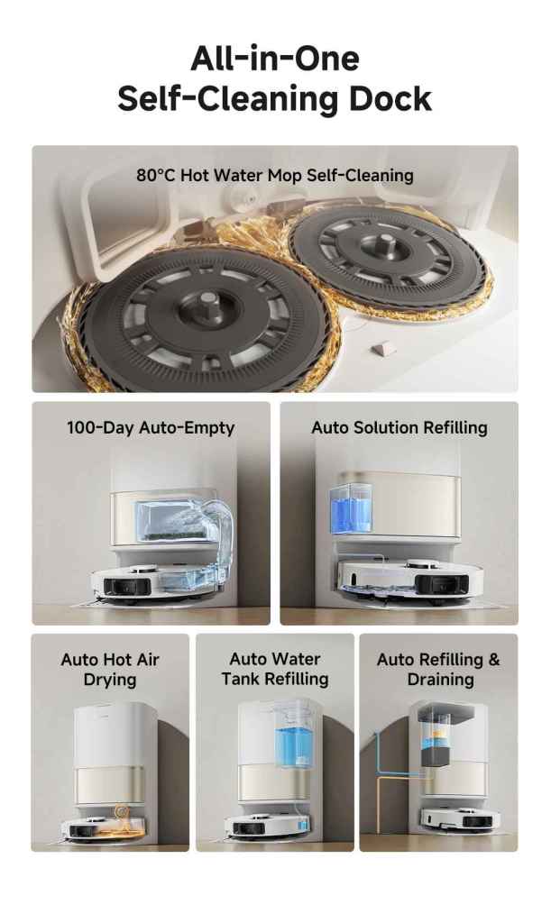 All-in-one self-cleaning dock for convenience