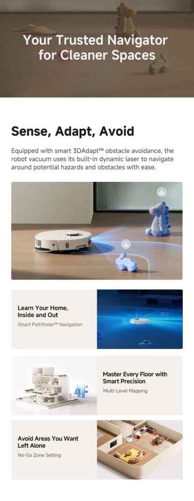 Smart navigation and obstacle avoidance for safe cleaning