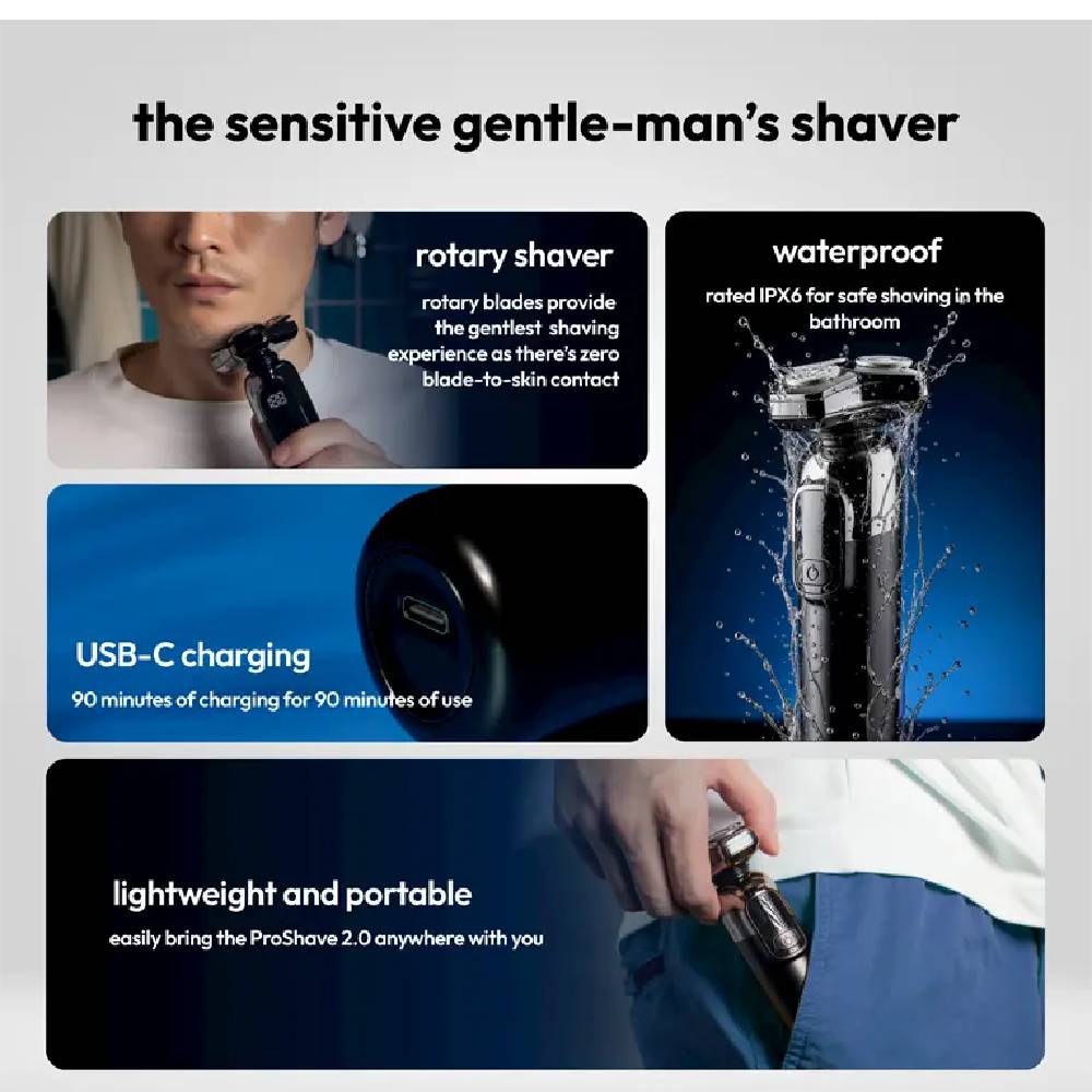 Gentle rotary shaver for sensitive skin
