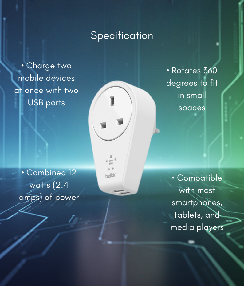 Belkin F8M102sa 12W 2-Port USB Swivel Charger