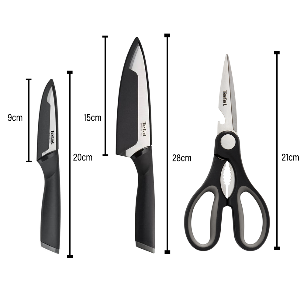 Tefal 3 Pcs Comfort Knife Set (Pairing 9cm + Chef Knife 15cm + Shears) TEF-K221S3