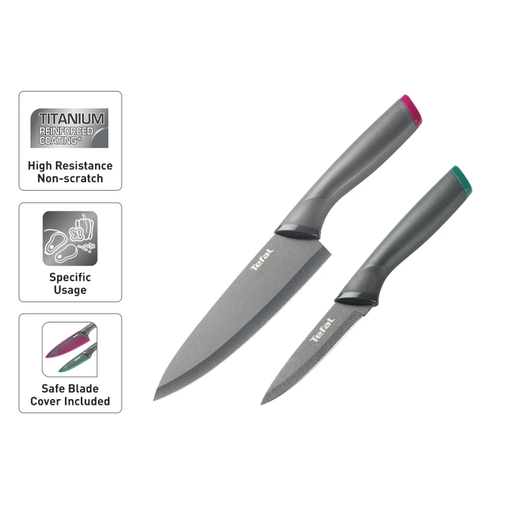 Tefal 2 Pcs Fresh Kitchen Knives Set With Cover TEF-K122S2 features