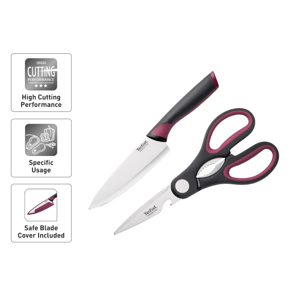 Tefal 2 Pcs Comfort Set Sciss+Knife Comfort Red Gam Tef TEF-K250S2 features