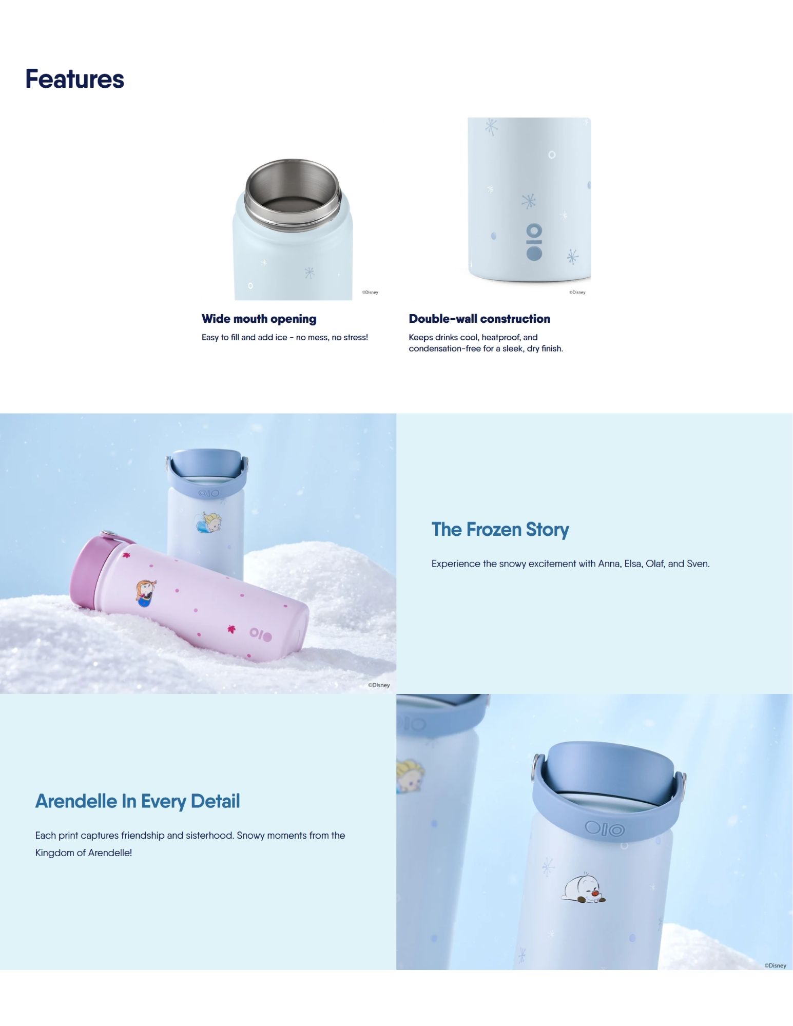 Montigo 18OZ Disney Tsum Tsum Frozen Ace Bottle Medium Features