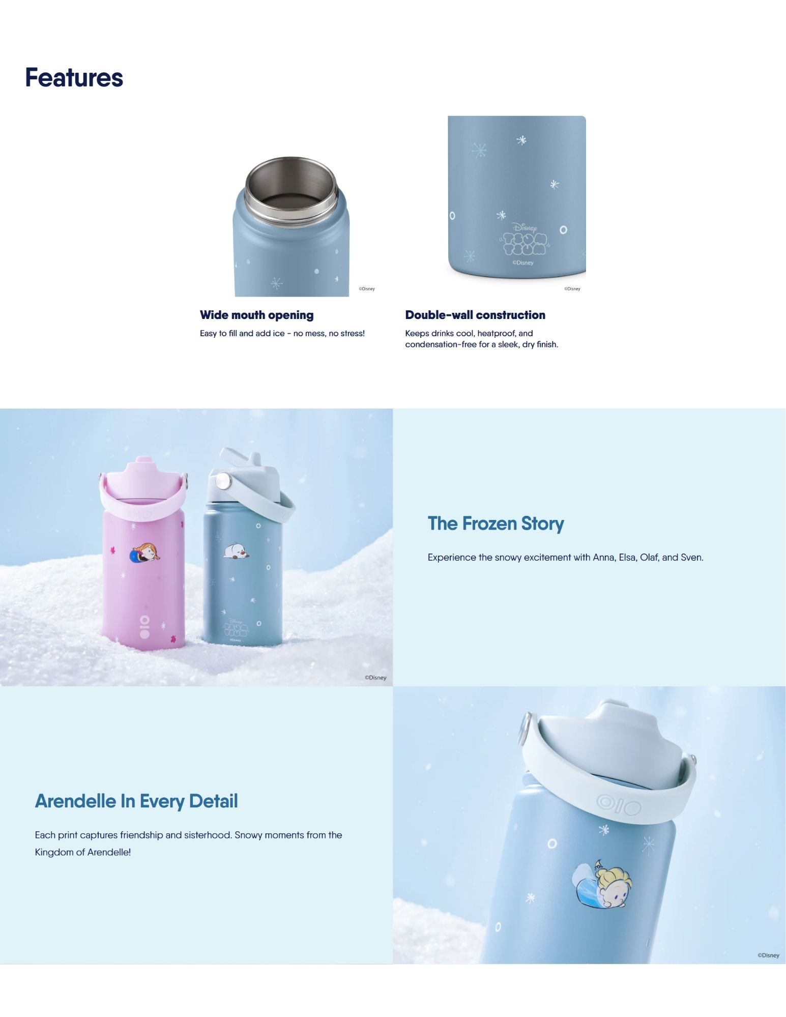 Montigo 14OZ Disney Tsum Tsum Frozen Ace Bottle Mini Features