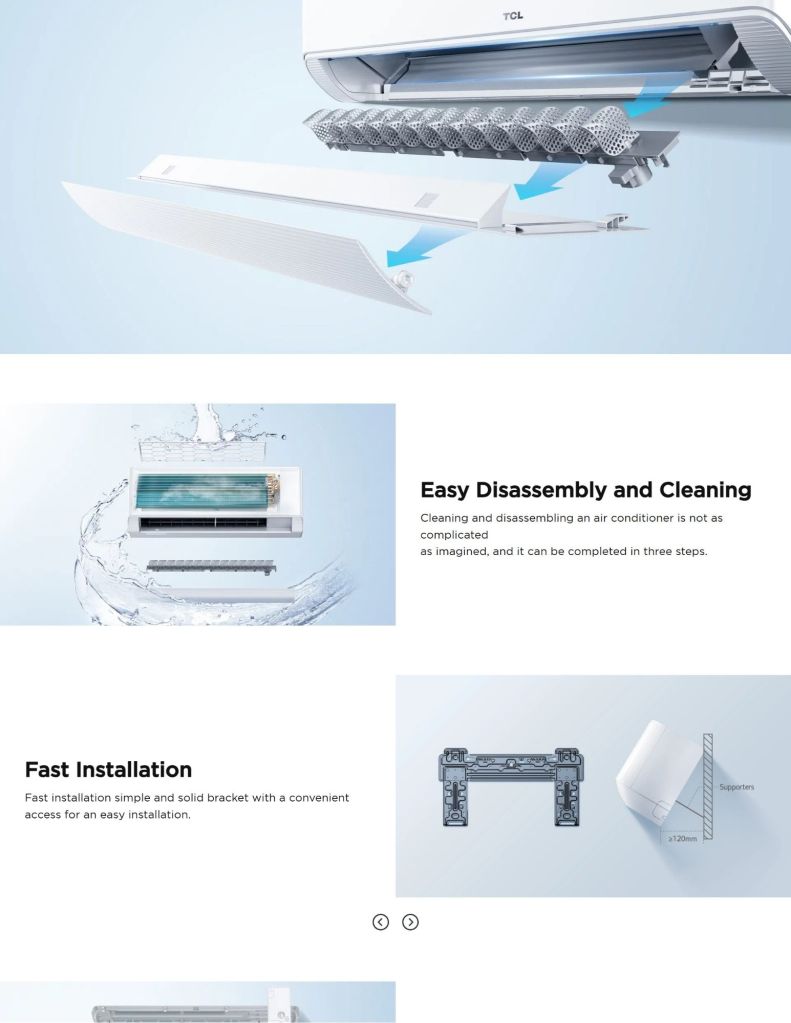 TCL 1.0HP-2.5HP Gentle Cool Pro Series Air Conditioner features