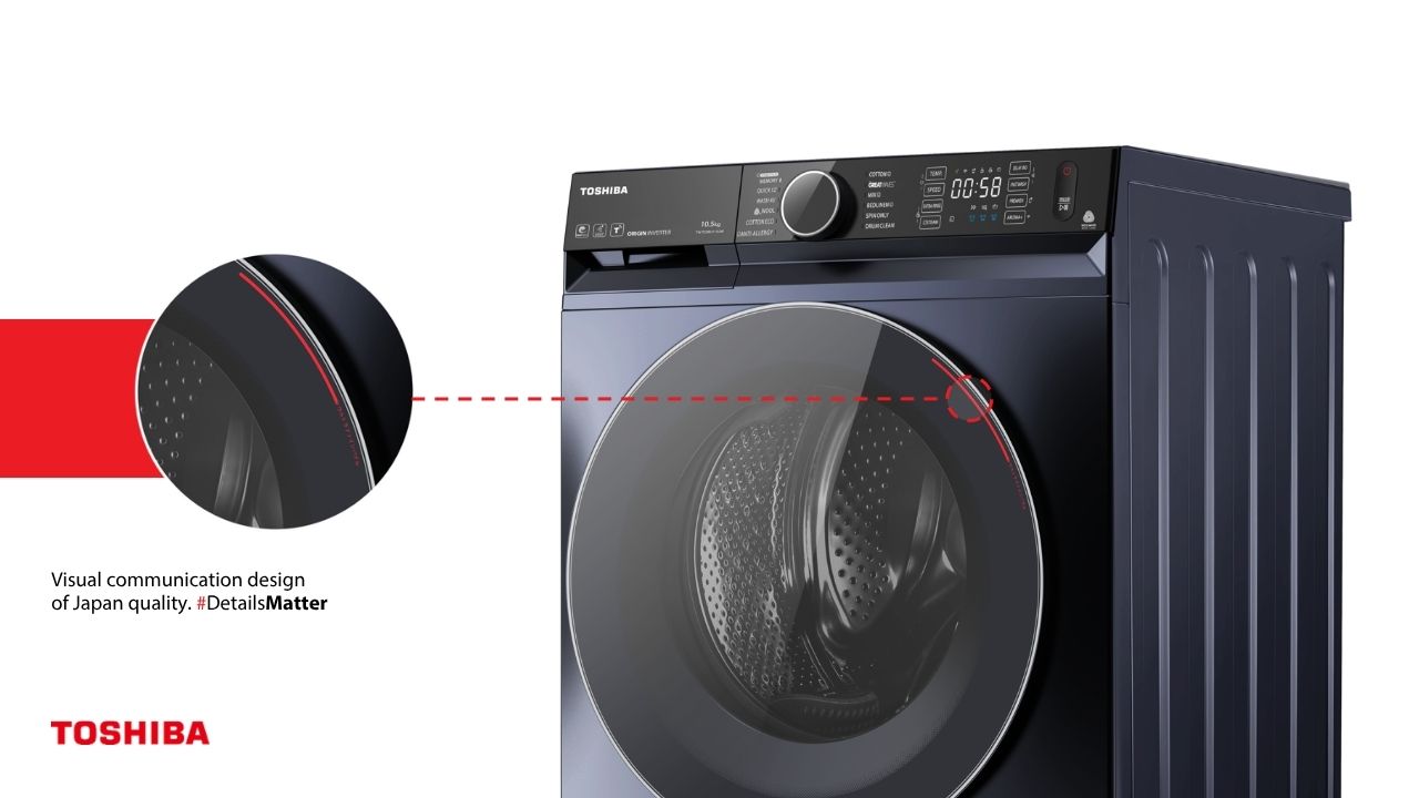 Toshiba washer premium design with Japan quality detail