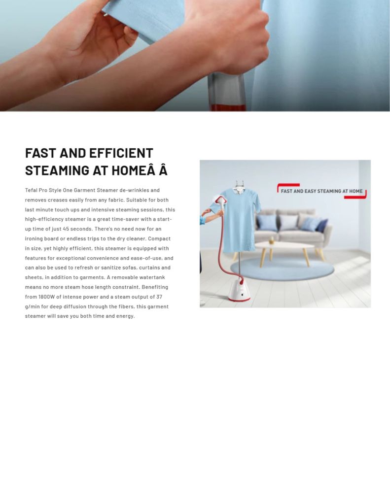 Tefal Pro Style Garment Steamer IT2440 features