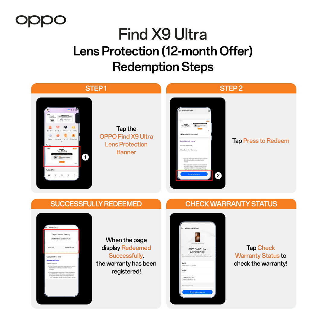 OPPO Lens Protection Redemption Steps