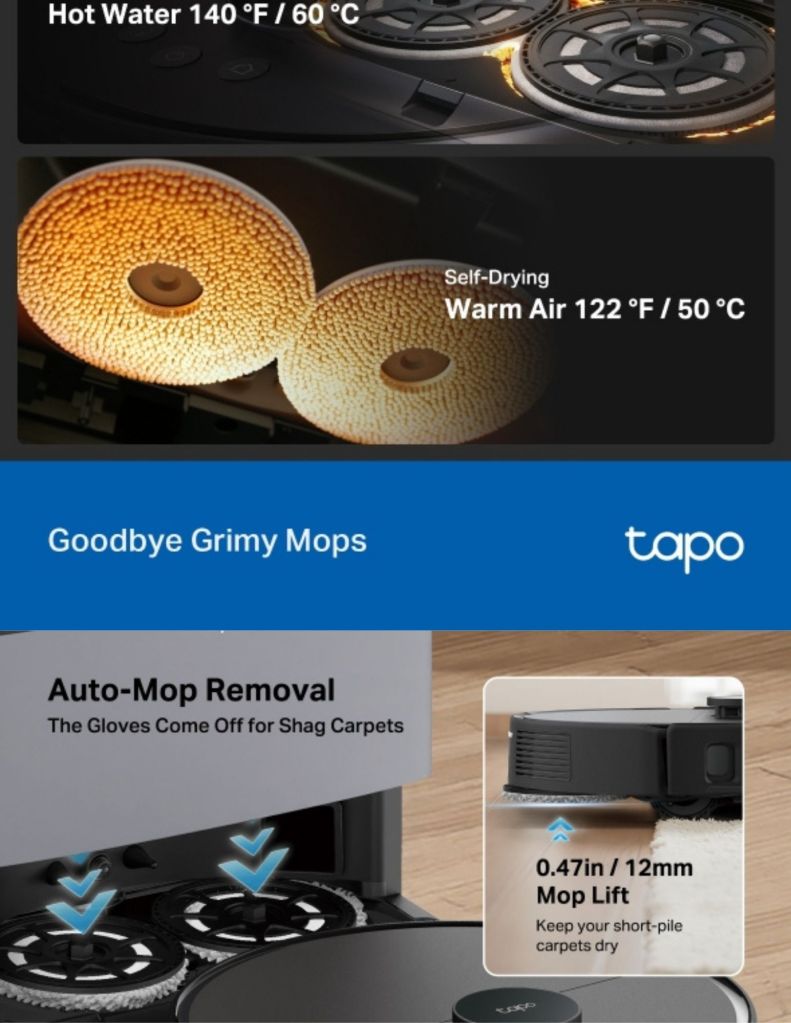 TP-Link Tapo RV50 Pro Omni Self-Cleaning Robot Vacuum & Mop TP-TAPORV50PROOMNI descriptions