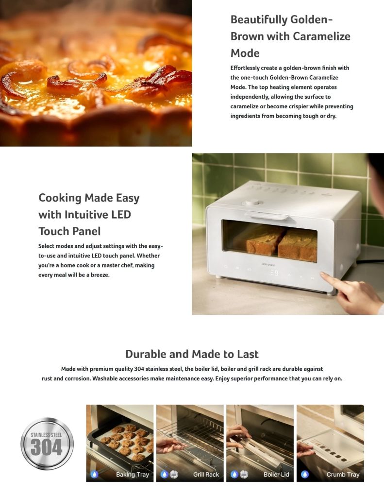 Acerpure 10L Smart Steam Oven ACP-KV1 features