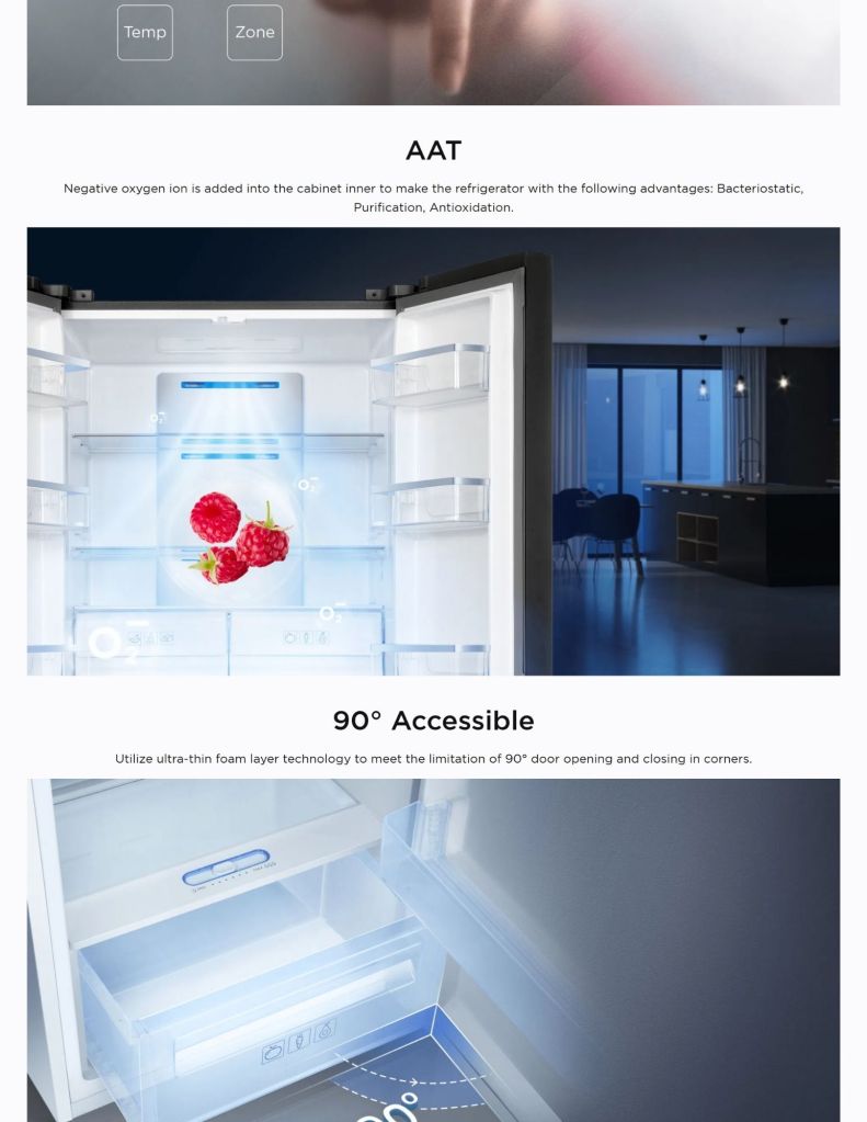 TCL 585L Side-by-Side Fridge TCL-TRS585AGWP features