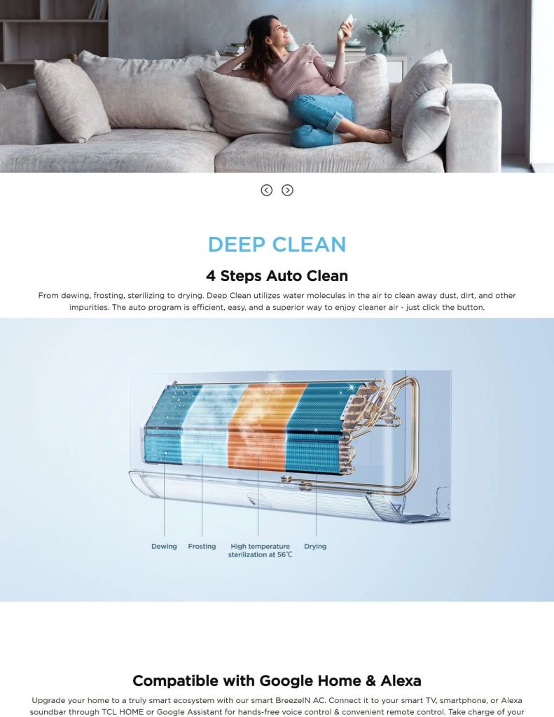 TCL 2.0HP-2.5HP Gentle Cool Inverter Air Conditioner features