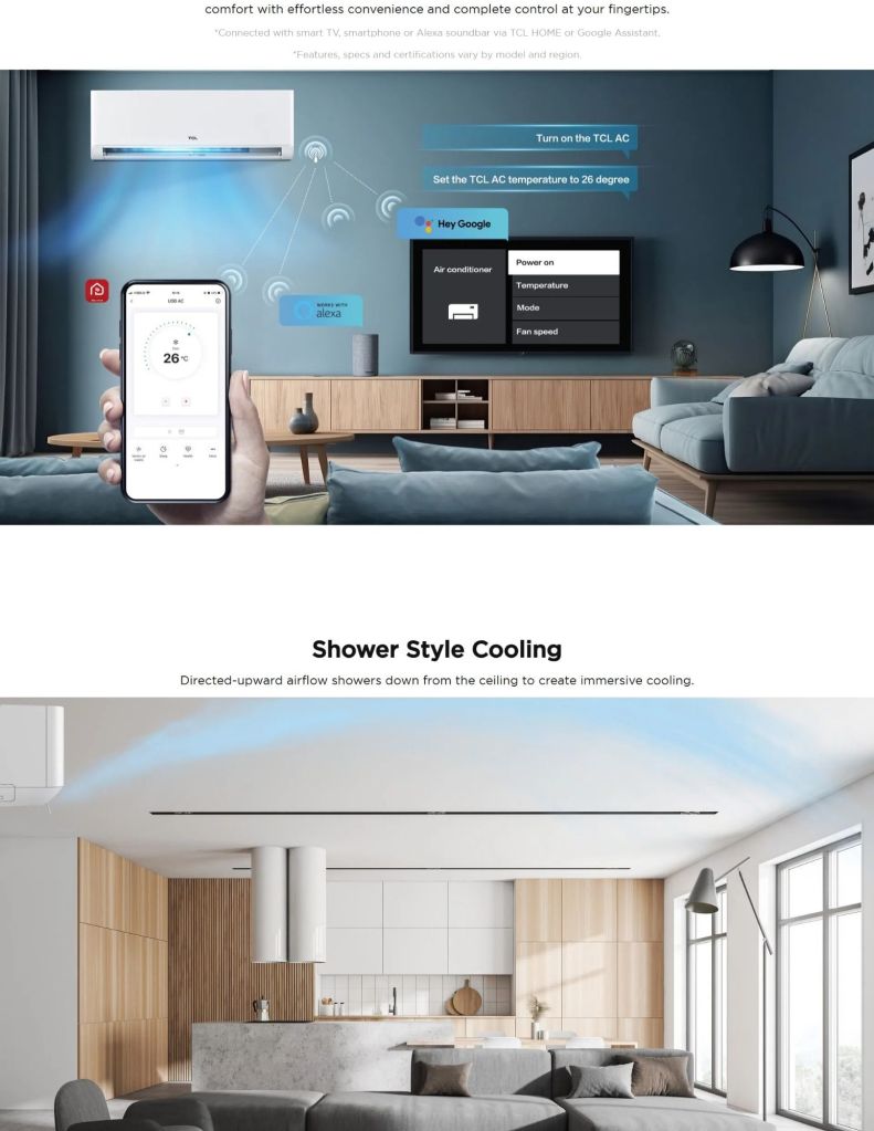 TCL 2.0HP-2.5HP Gentle Cool Inverter Air Conditioner features