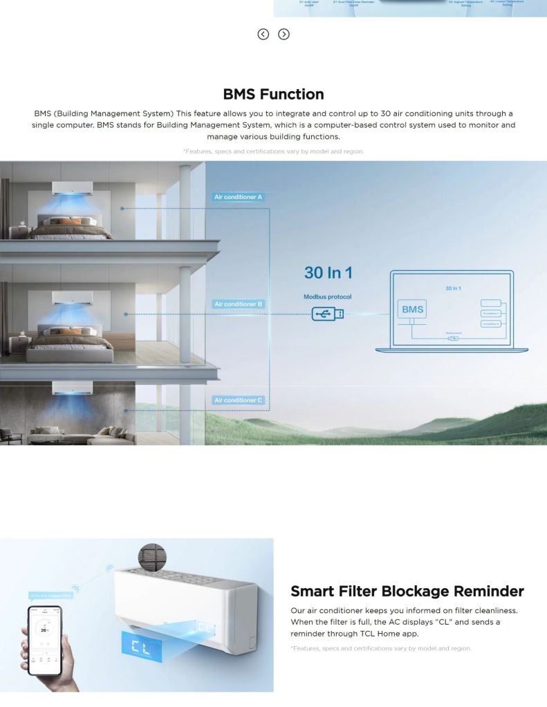 TCL 2.0HP-2.5HP Gentle Cool Inverter Air Conditioner features