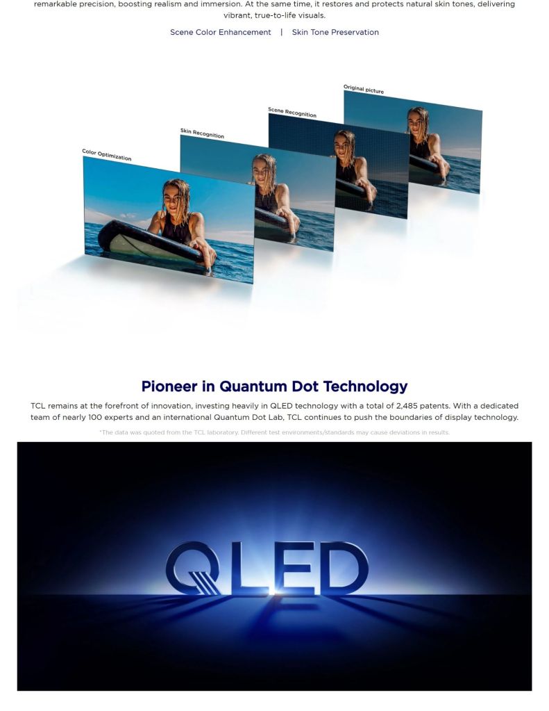 TCL 85" T6D Premium QLED TV TCL-85T6D features