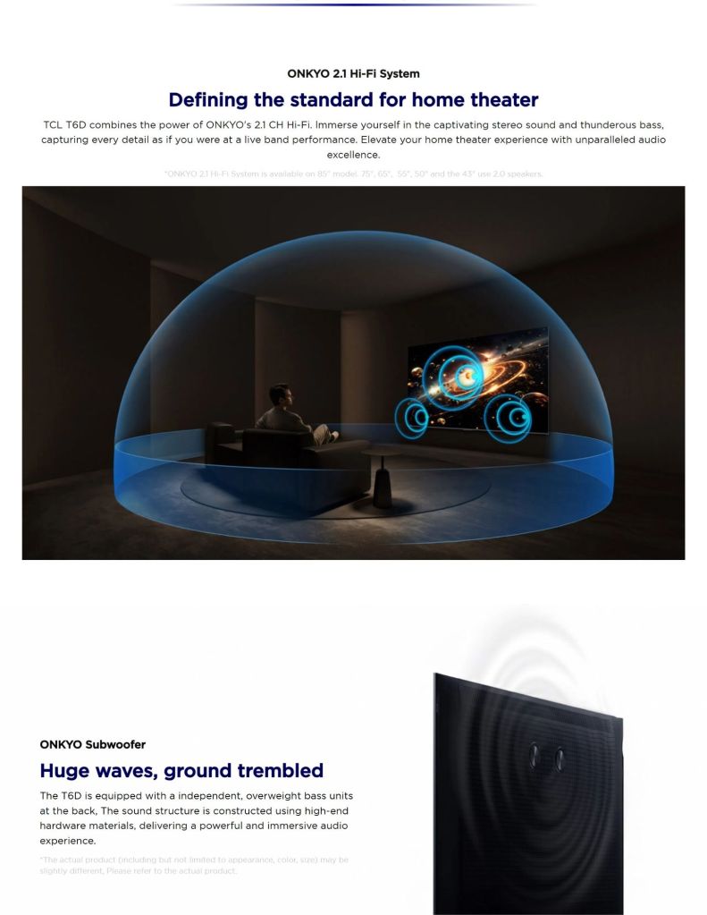 TCL 85" T6D Premium QLED TV TCL-85T6D features