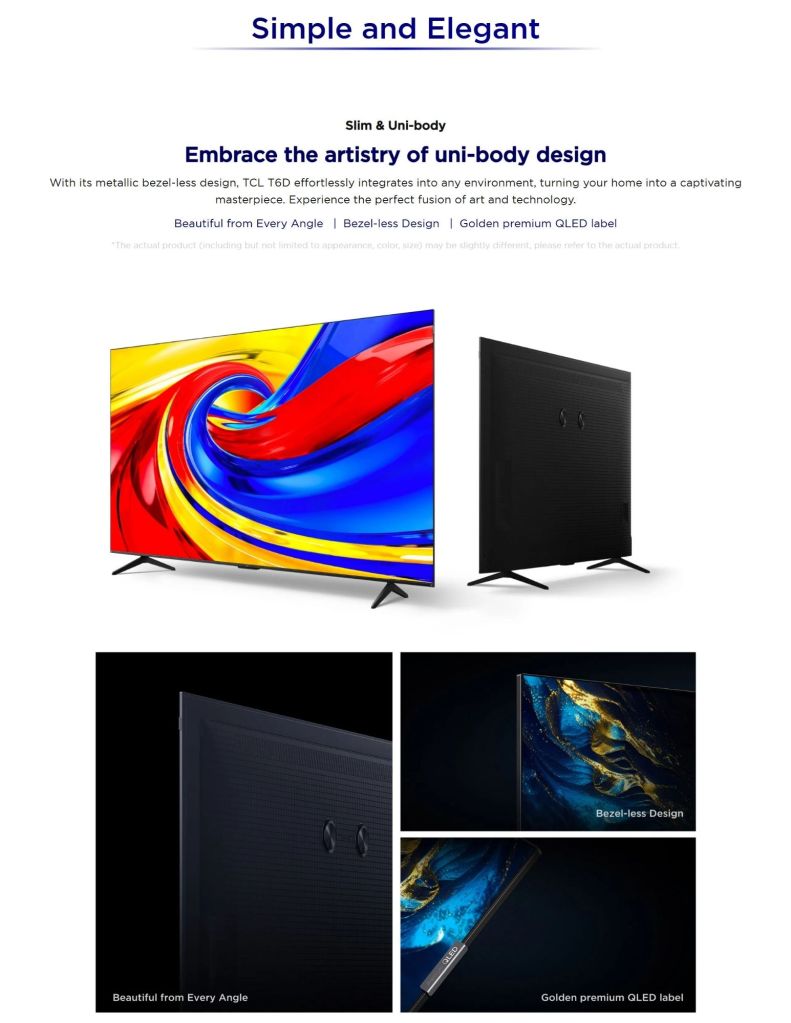 TCL 85" T6D Premium QLED TV TCL-85T6D features