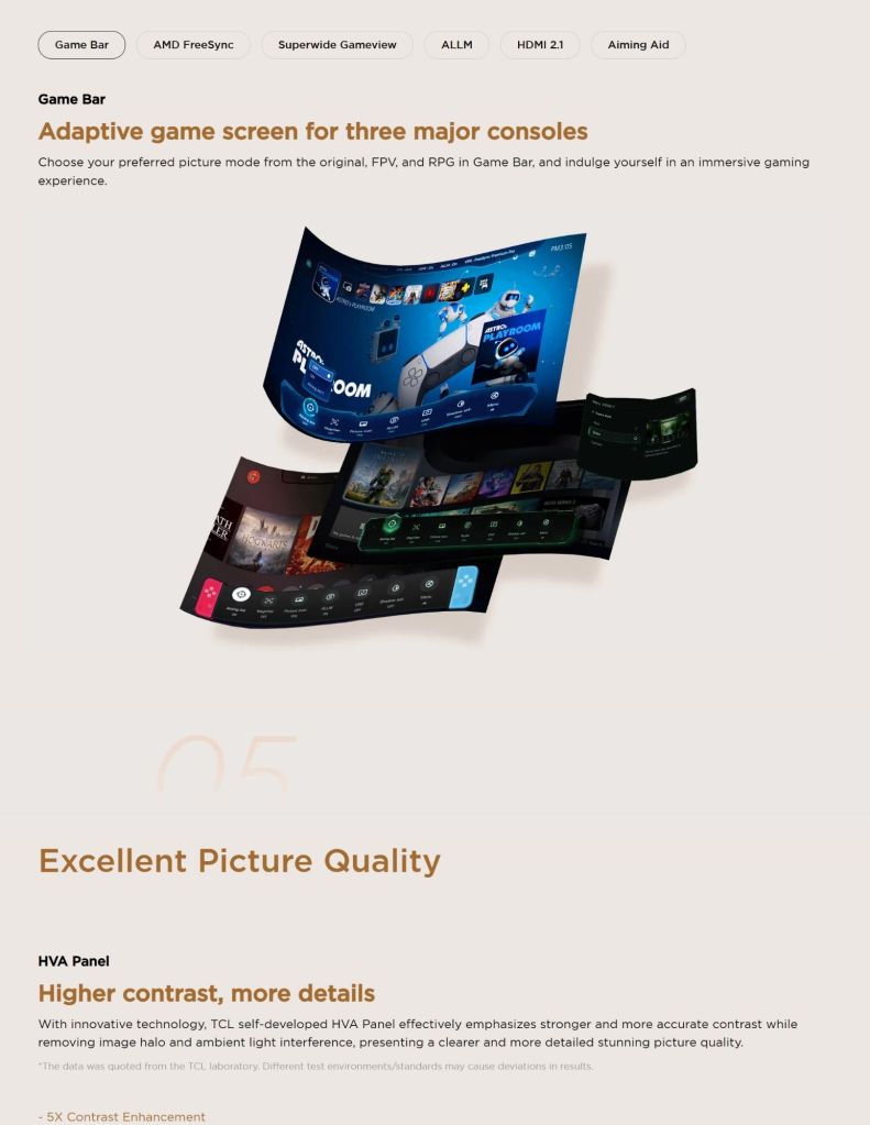 TCL 65"-75" A400 Premium QLED TV features