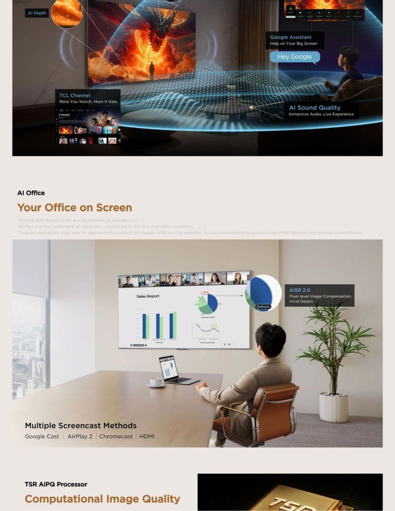 TCL 65"-75" A400 Premium QLED TV features