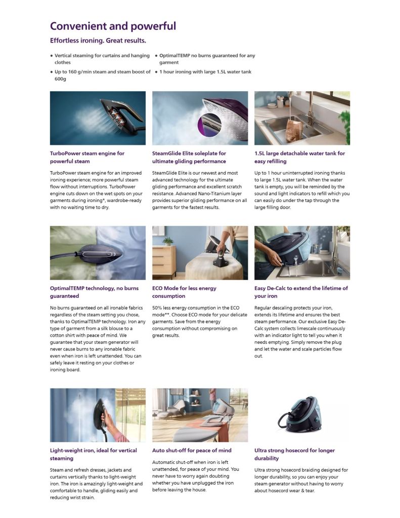 Philips 3120W PerfectCare Steam Generator PLP-PSG7200/20 features