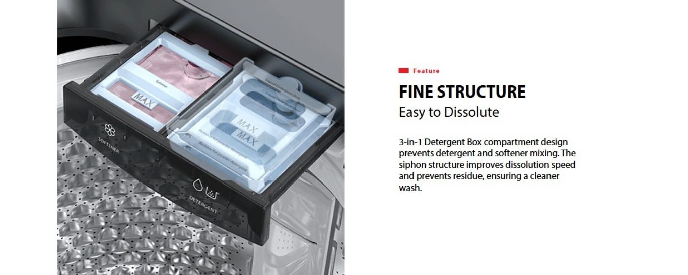 3-in-1 detergent drawer for cleaner wash