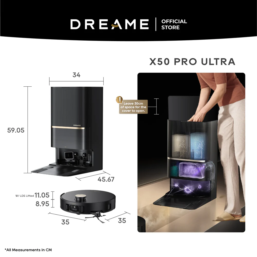 Dreame X50 Pro Ultra Robot Vacuum DRM-X50PUGL sizes
