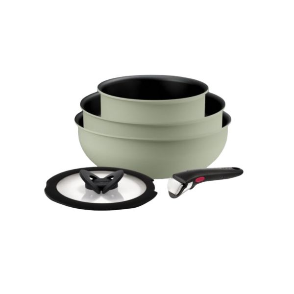 Tefal 5 Pcs Ingenio SD Green (FP24+WOK 26+SCP16+Lid+Handle) TEF-L825S5