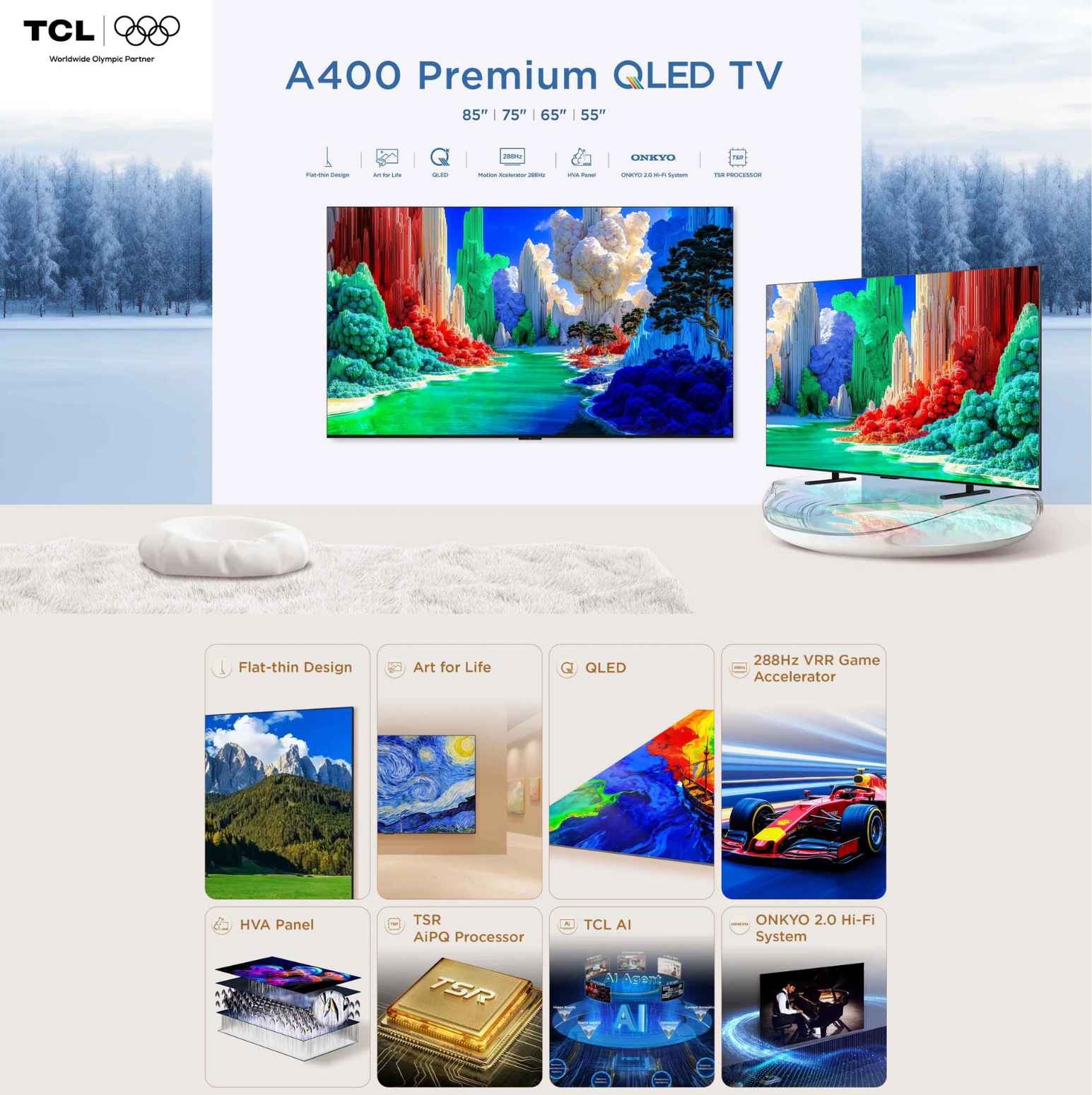TCL 55" Premium QLED TV TCL-55A400 features