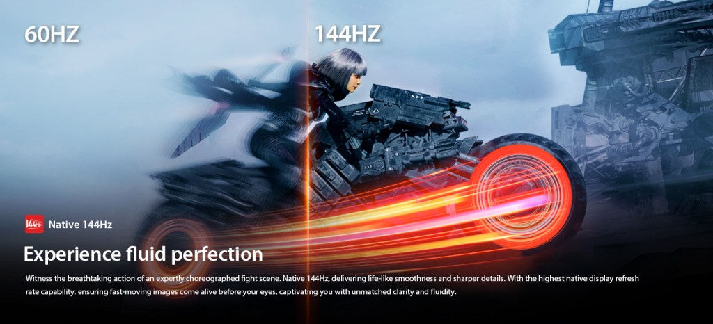 Close-up of Toshiba Z670SP TV's Native 144Hz feature for fluid, sharp motion clarity