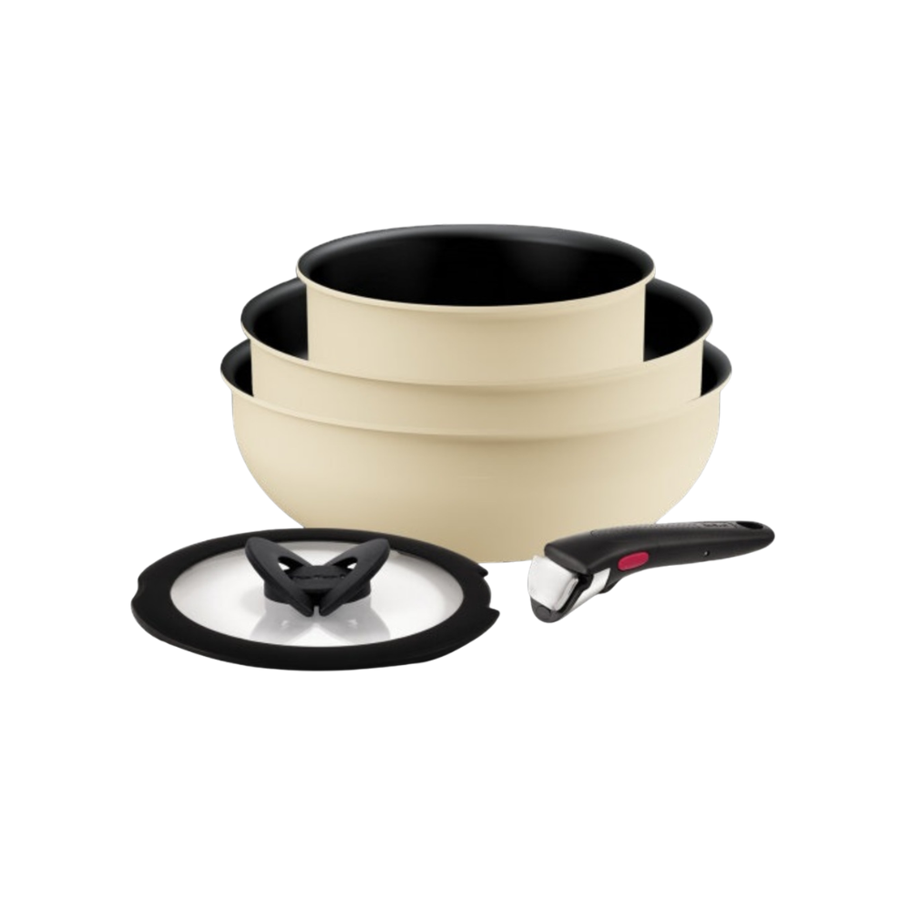 22_b6d511 Tefal 5 Pcs Ingenio SD Beige (FP24+WOK 26+SCP16+Lid+Handle) TEF-L826S5
