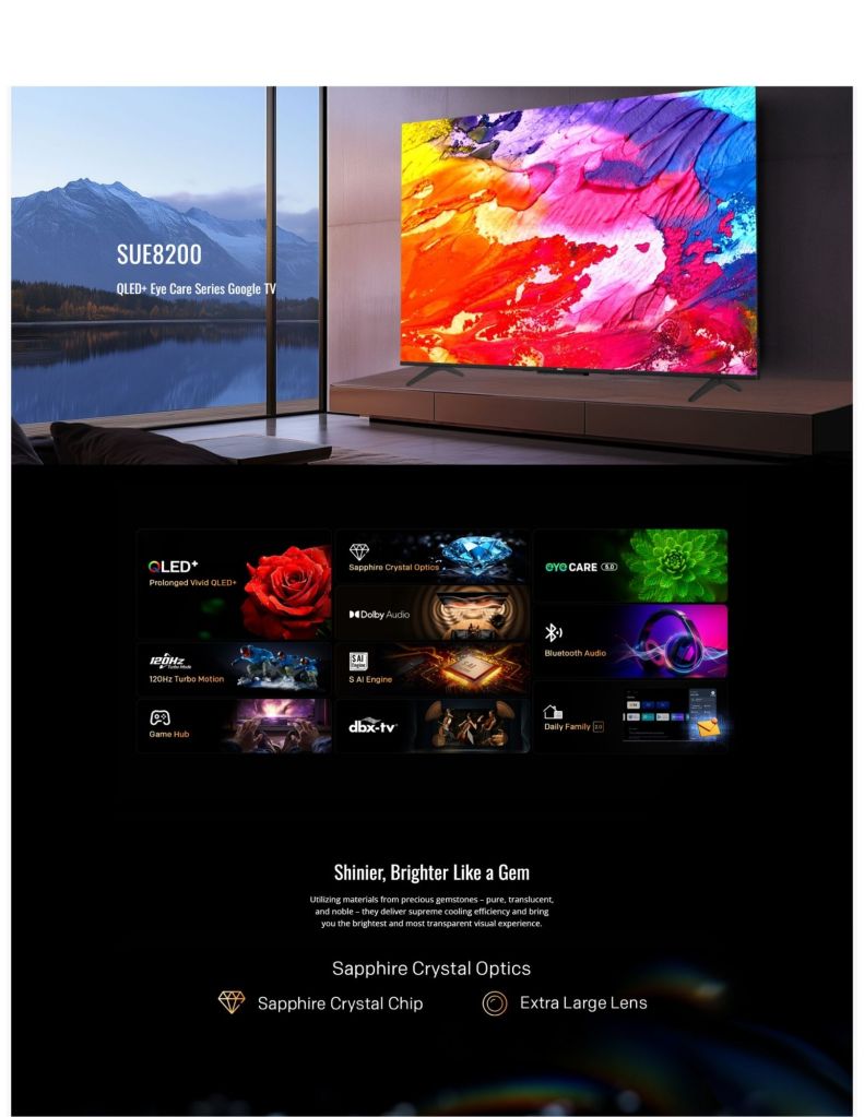 Skyworth QLED+ Eye Care Series Google TV SUE8200 shiner & brighter like agem