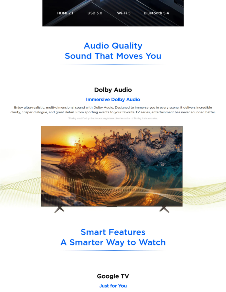 TCL 55" P6L 4K Smart TV TCL-55P6L features