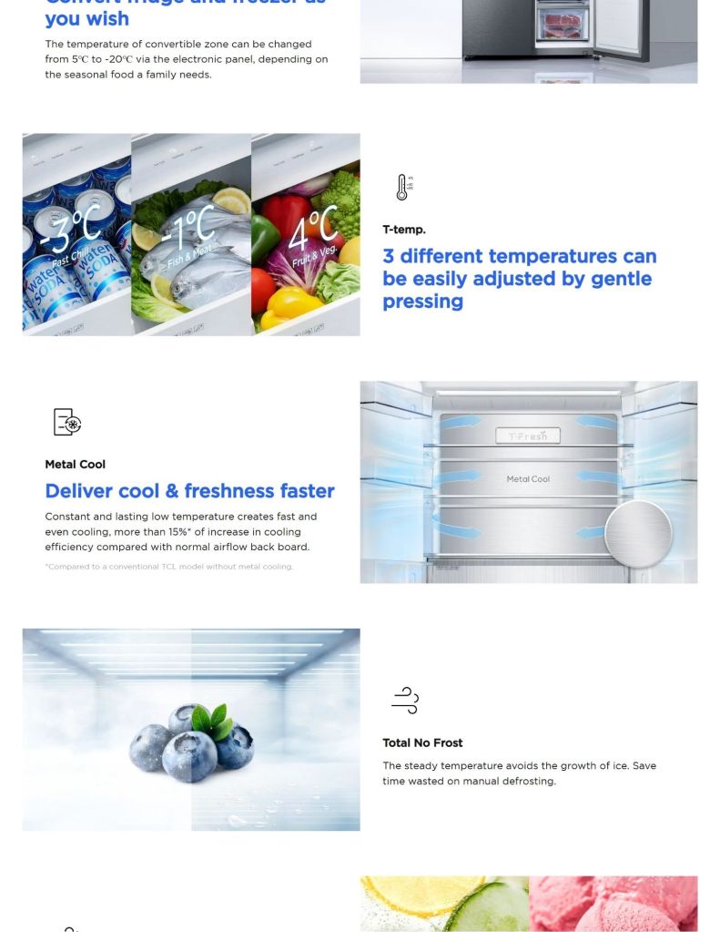 TCL 580L Multi-Door Built-In Refrigerator TCL-TRC580CGBP features