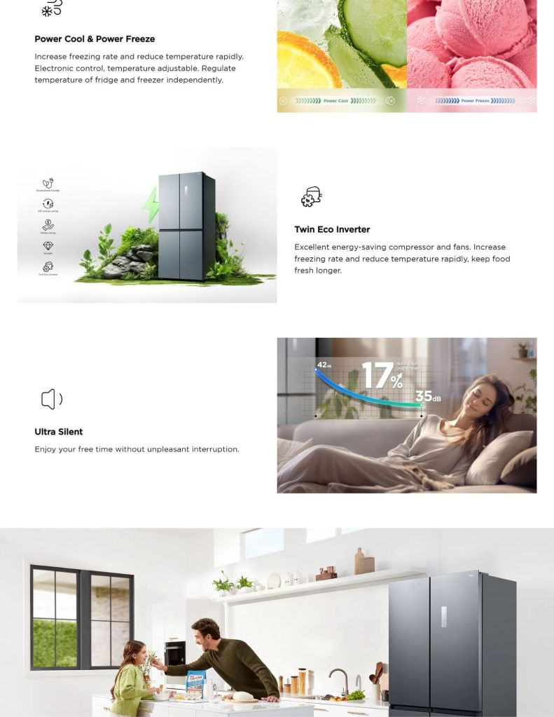 TCL 580L Multi-Door Built-In Refrigerator TCL-TRC580CGBP features