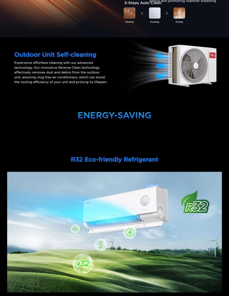 TCL 1.0HP-2.0HP FreshIN 3.0 Series 5 Star Air Conditioner features