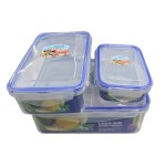 Cento 3 in 1 PP Rectangular Food Storage Container (Blue) CT-GL9322-B2
