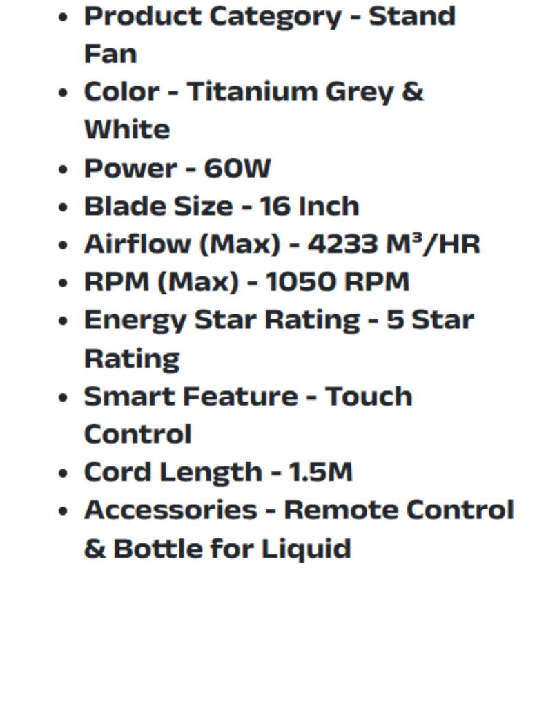 Faber 16" Stand Fan FSF Scento C5316 FBR-FSFC5316 specifications