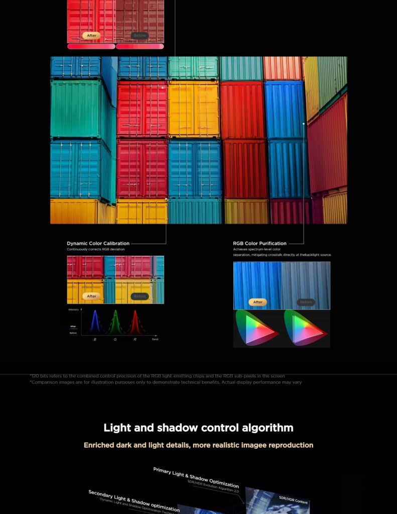 Close-up of TCL Q7D TV's Light and Shadow Control Algorithm feature