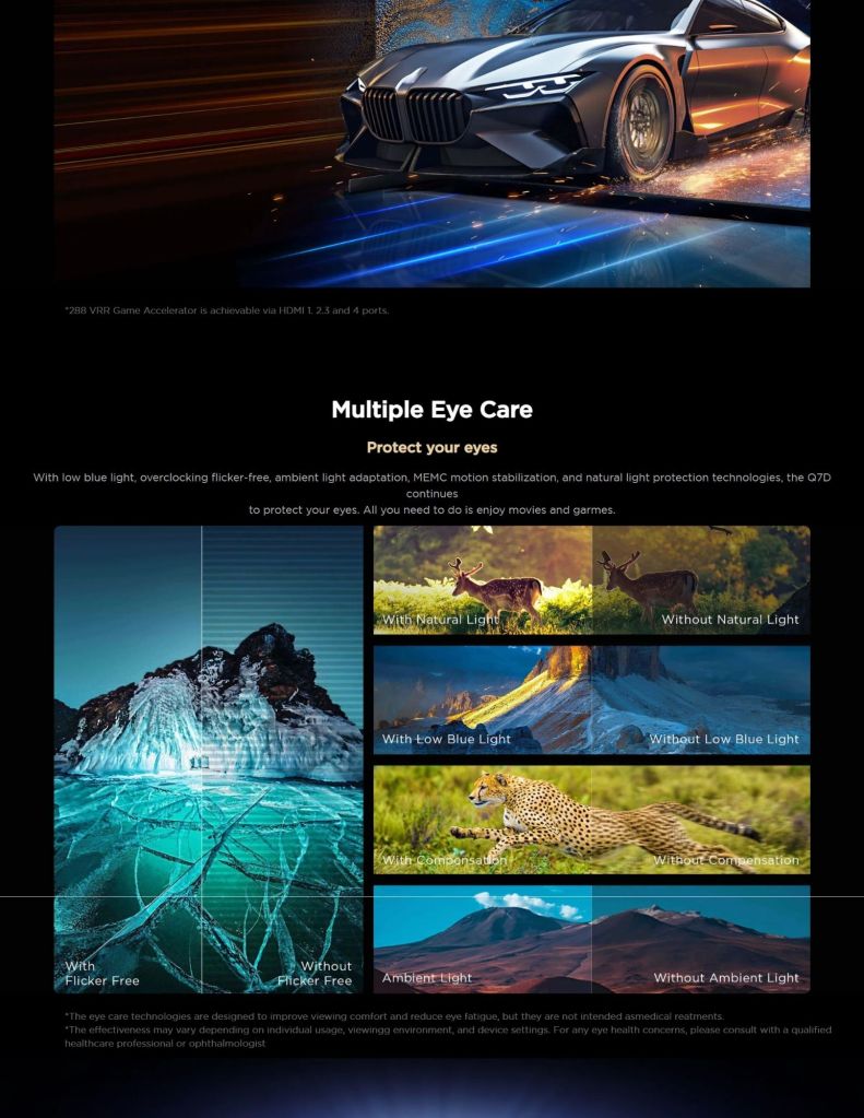 Close-up of TCL Q7D TV's Multiple Eye Care feature
