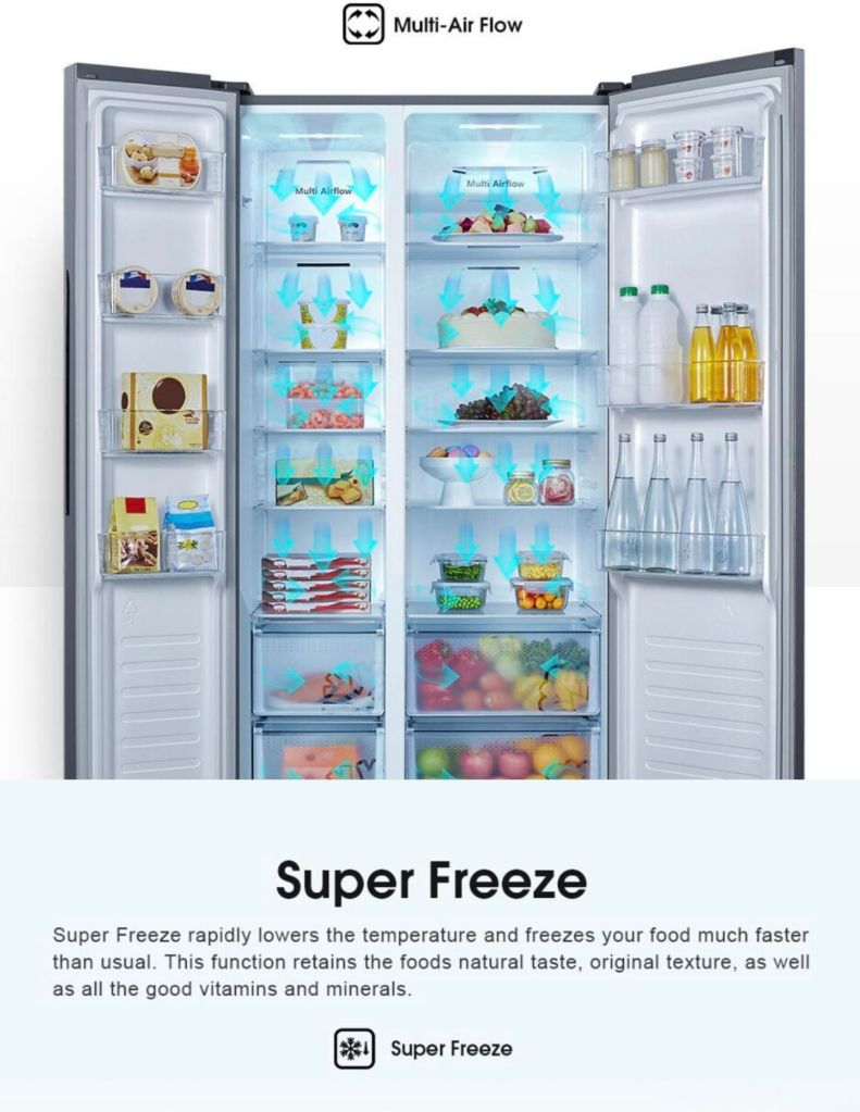Hisense 660L Side-by-Side Fridge HSE-RS11636N4AWU super freeze