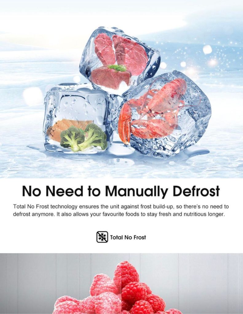 Hisense 660L Side-by-Side Fridge HSE-RS11636N4AWU no need to manually defrost