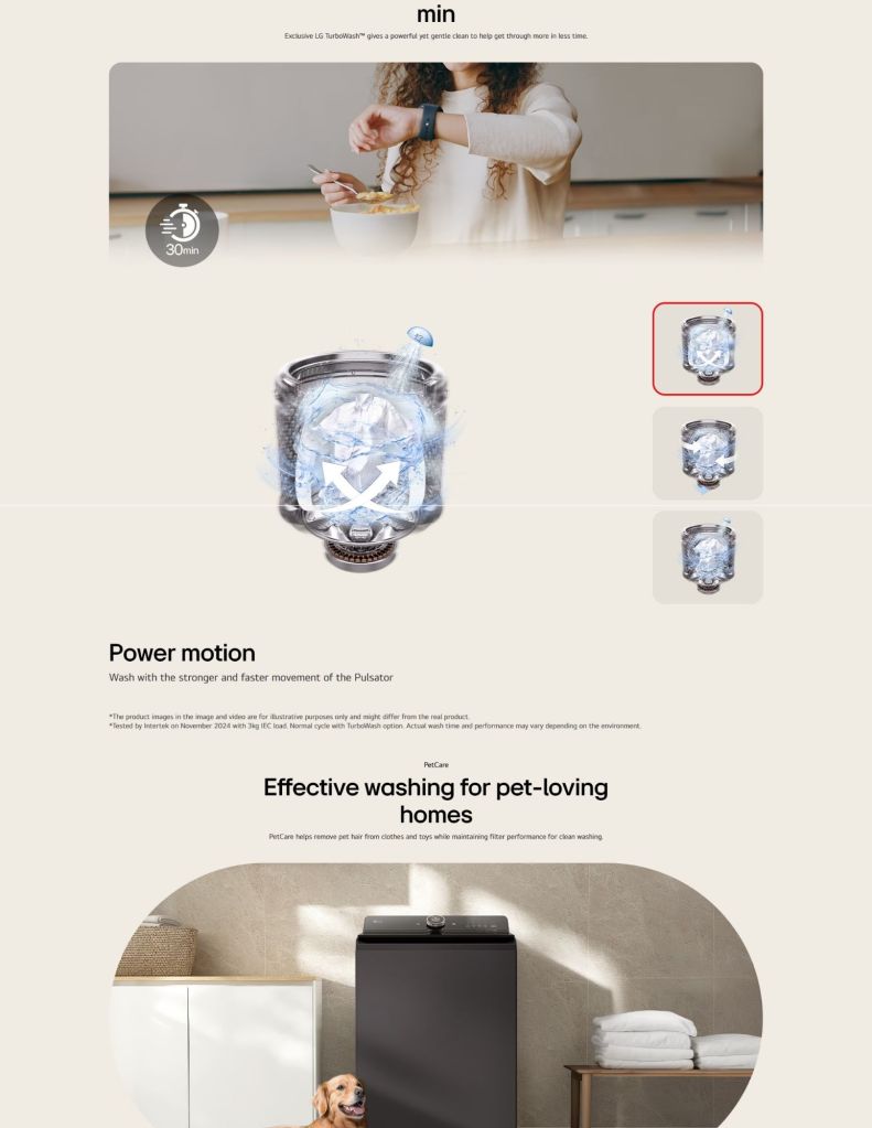 LG 18kg Top Load Washing Machine with Intelligent Fabric Care power motion