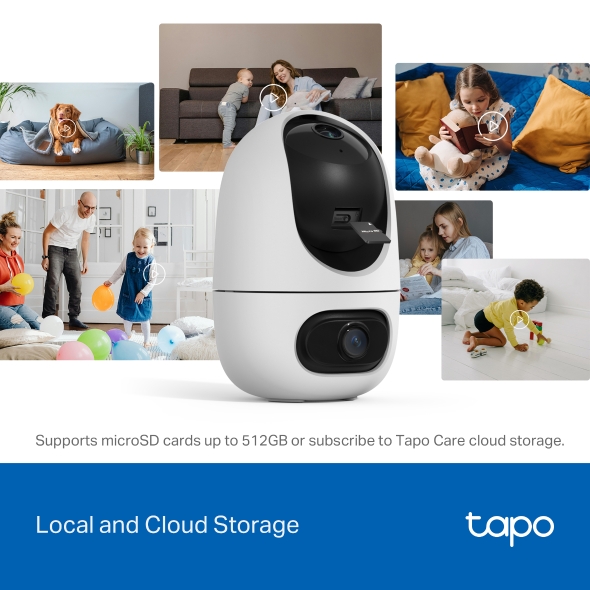 TP-Link Tapo C245D Dual Lens Pan/Tilt Security Camera TP-TAPOC245D local and cloud storage