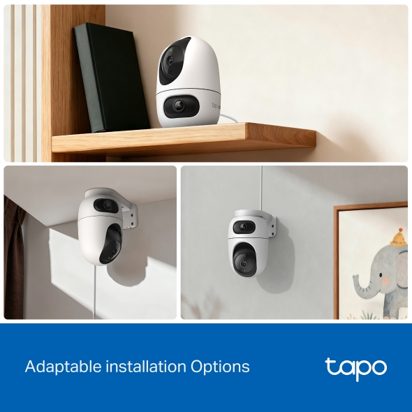 TP-Link Tapo C245D Dual Lens Pan/Tilt Security Camera TP-TAPOC245D adaptable installation options