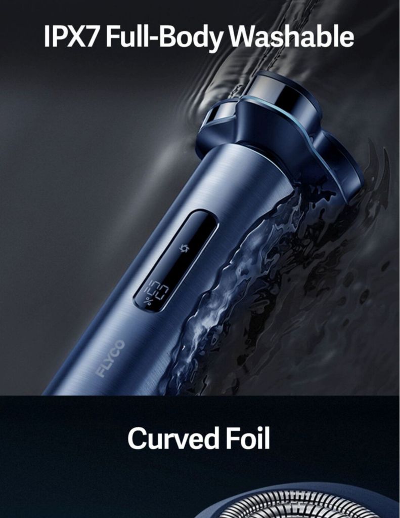Close-up of FLYCO FS985 Smart Sensor Electric Shaver full-body washable