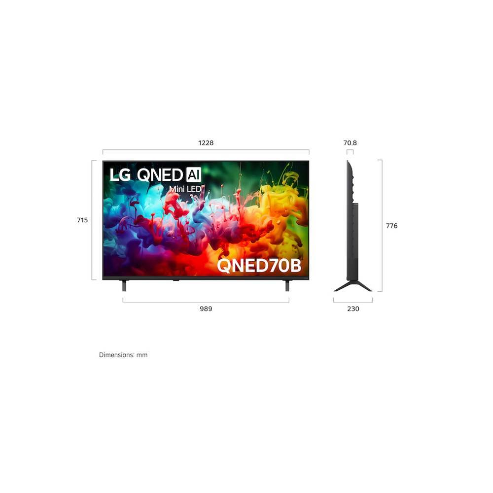 LG QNED AI QNED70 Mini LED 4K Smart TV (2026) 55 Inch - Size