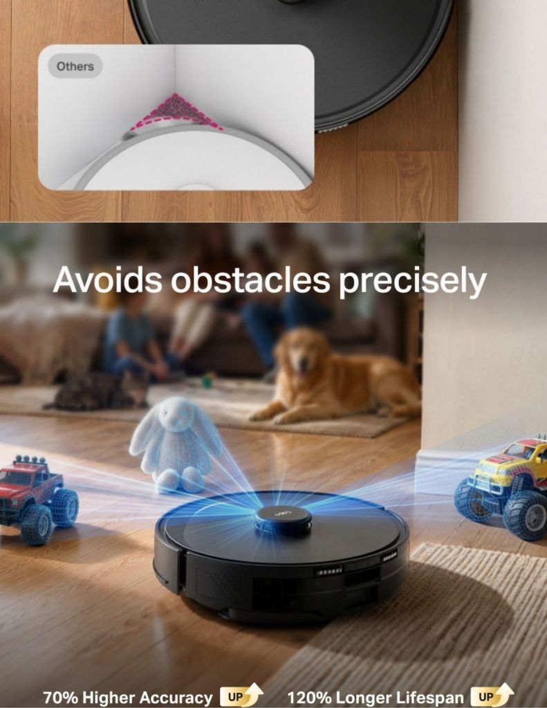 Close up of Tapo RV30 Max Plus Gen 2 avoid obstacles precisely