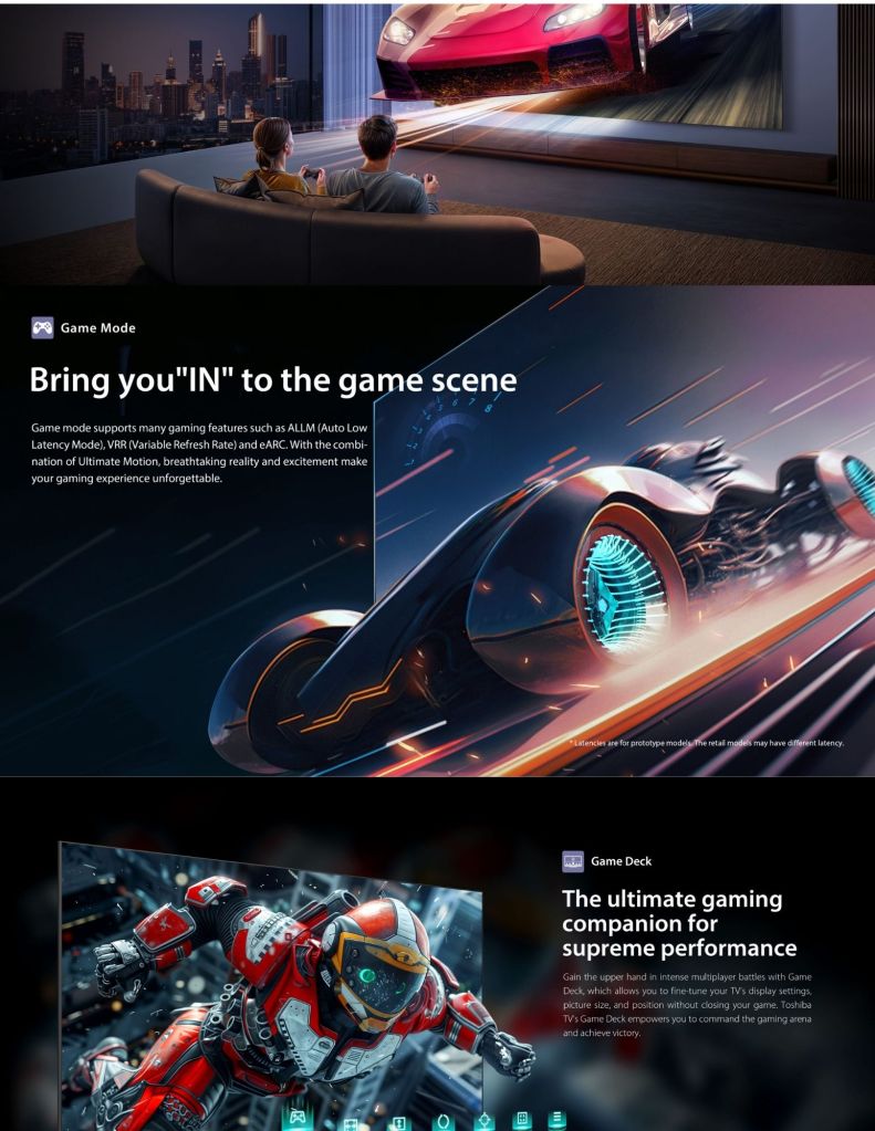 Close up of Toshiba C350RP 4K UHD Smart TV game mode